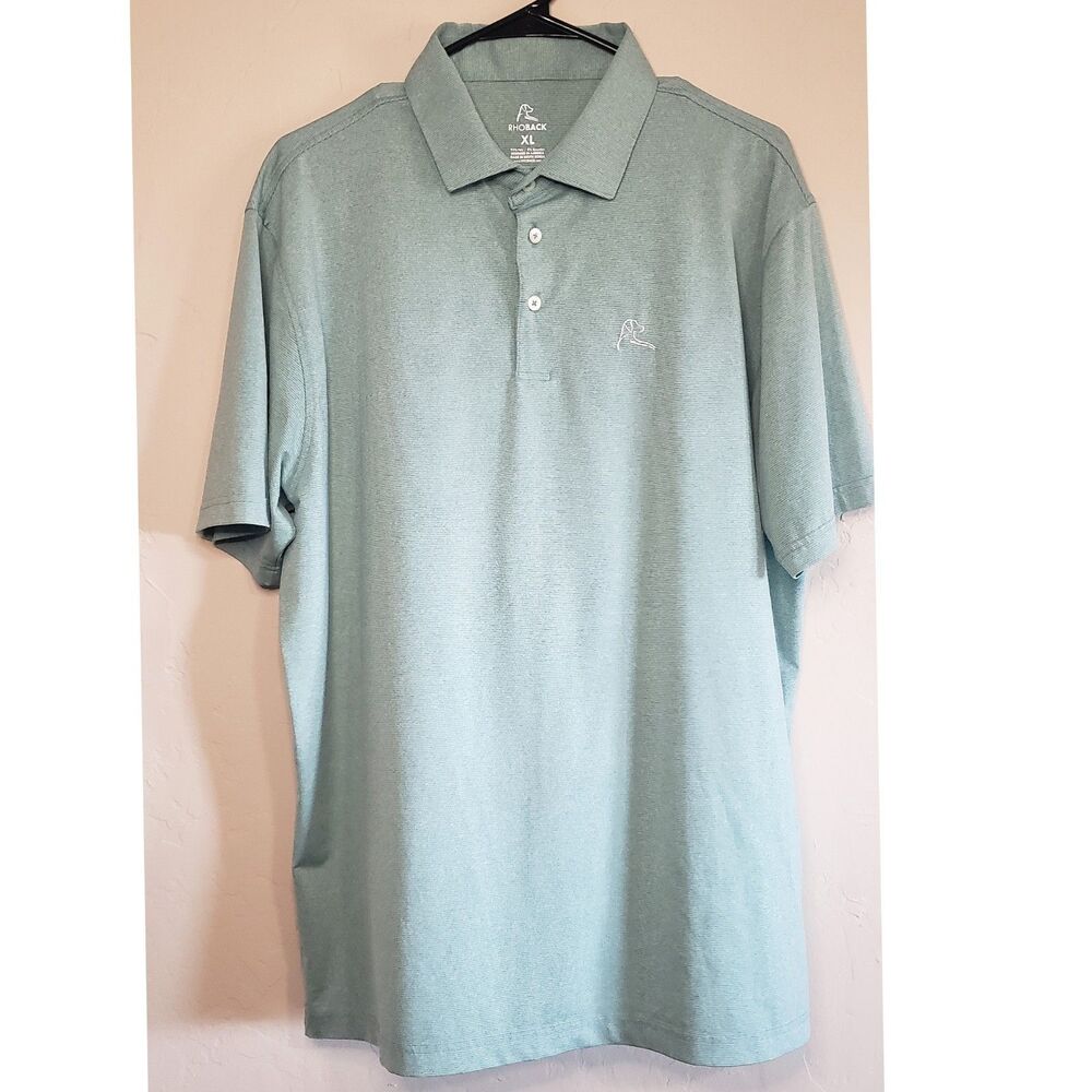 Rhoback Polo Shirt Mens Sz. XL Green Performance Golf Wear Country Club Apparel
